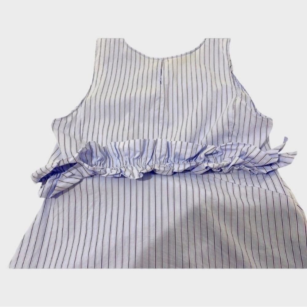 Trouve Blue & White Stripe Sleeveless Frill Ruffle Top, Size Medium - Picture 5 of 14